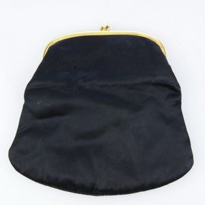 Black Satin Fold-over Clutch - from the 1960s